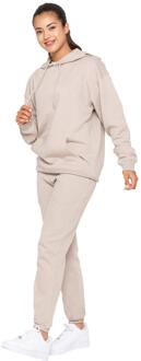 Enzo | Dames Oversized Pullover Hoodie Tracksuit Set Beige - XL