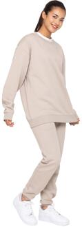 Enzo | Dames Oversized Sweatshirt Tracksuit Set Beige - L