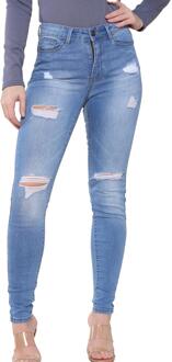 Enzo Dames Skinny Stretch Denim Jeans| Enzo Designer Damesmode Blauw - EU 48 / UK 20