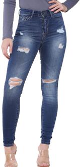 Enzo Dames Skinny Stretch Denim Jeans| Enzo Designer Damesmode Blauw/marineblauw - EU 48 / UK 20