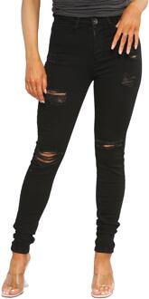 Enzo Dames Skinny Stretch Denim Jeans| Enzo Designer Damesmode Zwart - EU 42 / UK 14