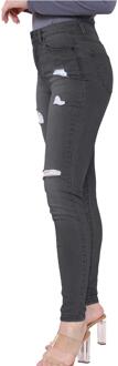 Enzo | Dames Skinny Stretch Ripped Jeans Grijs - EU 46 / UK 18