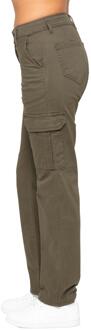 Enzo | Dames Stretch Cargo Jeans Kaki