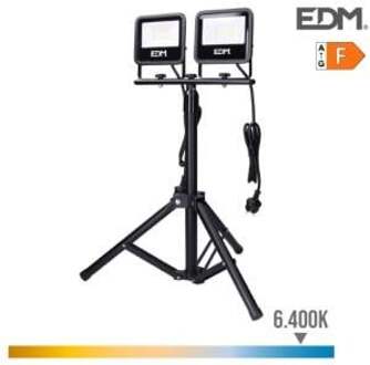 Enzo EDM LED Bouwlampen 2x30W op tripod statief 6400K IP65 zwart - 5017631