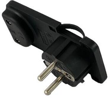 Enzo EDM Randaarde stekker haaks plat zwart - 6141360