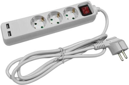 Enzo Entac TCD RA 3V 1,5m snoer met 2xUSB +schakelaar wit - 6872632