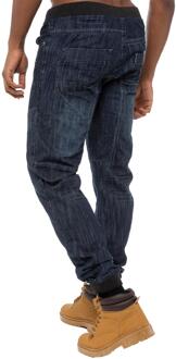 Enzo Enzo| Heren Denim Cuffed Jogger Jeans - Donkerblauw