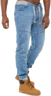 Enzo Enzo| Heren Denim Cuffed Jogger Jeans - Lichtblauw - 34W/32L