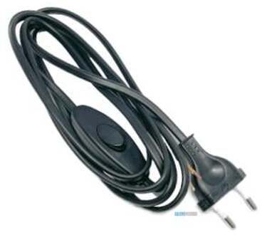 Enzo Eurosnoer 2x0,75qmm met schakelaar zwart 3m - 1065230