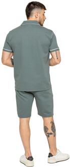 Enzo | Heren Biesjes Shirt & Korte Broek Tracksuit Set Groen - 2XL
