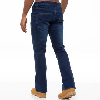 Enzo Heren Bootcut Stretch Denim Jeans Blauw