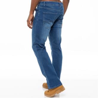 Enzo Heren Bootcut Stretch Denim Jeans Hemelsblauw