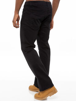 Enzo Heren Bootcut Stretch Denim Jeans Zwart - 40W/30L