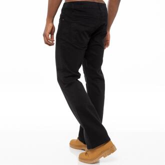 Enzo Heren Bootcut Stretch Denim Jeans Zwart