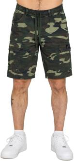 Enzo | Heren camo cargo shorts Groen - L