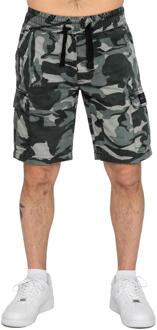 Enzo | Heren camo cargo shorts Lichtgrijs