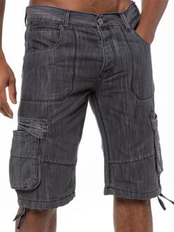Enzo Heren Cargo Combat Denim Short Donkergrijs - XL