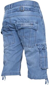 Enzo Heren Cargo Combat Denim Short Hemelsblauw - 36 (Taille)