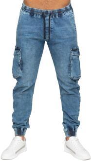 Enzo | Heren Cargo Jogger Jeans - maat Blauw