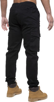 Enzo | Heren Cargo Jogger Jeans - Zwart - 40W/32L