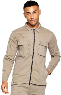 Enzo | Heren Cargo Overshirt Jas Beige - 2XL