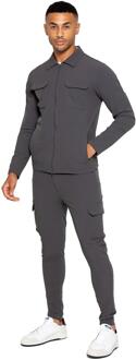 Enzo | Heren Cargo Shacket Trainingspak Set - Grijs Houtskool - XL