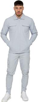 Enzo | Heren Cargo Shacket Trainingspak Set Lichtgrijs