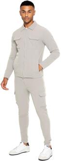 Enzo | Heren Cargo Shacket Trainingspak Set - Steen - 2XL