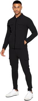Enzo | Heren Cargo Shacket Trainingspak Set - Zwart