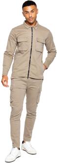 Enzo | Heren Cargo Tracksuit Set - Beige - 2XL
