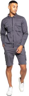 Enzo | Heren Cargo Trainingspak Met Korte Broek Set - Grijs - XL