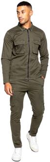 Enzo | Heren Cargo Trainingspak Set - Khaki Kaki