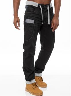 Enzo | Heren Denim Jogger Jeans - Zwart/Blauw - 44W/32L