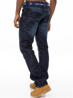 Enzo | Heren Denim Straight Fit Jeans - Donkerblauw - 38W/34L