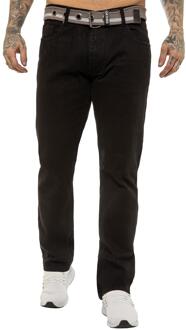 Enzo | Heren Designer Regular Fit Denim Jeans - Zwart - 30W/32L