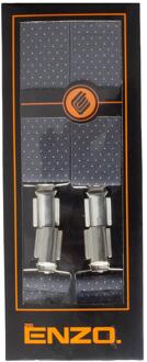 Enzo Heren Elastische Polka Dot Bretels - Grijs - One Size