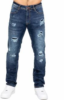 Enzo | Heren Gescheurde Denim Jeans Blauw - 30 (Taille)