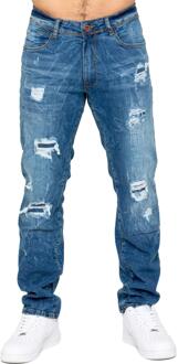 Enzo | Heren Gescheurde Denim Jeans Blauw - 36 (Taille)