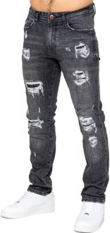 Enzo | Heren Gescheurde Denim Jeans Grijs - 30 (Taille)