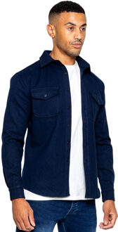 Enzo | Heren Getextureerd Overshirt - Navy - 2XL