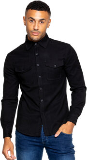 Enzo | Heren Getextureerd Overshirt - Zwart - 2XL