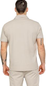 Enzo | Heren Korte Mouwen Piping Shirt Beige - L