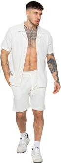 Enzo | heren overhemden en shorts met structuur Wit