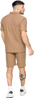 Enzo | heren overhemden en shorts met structuur Zand