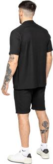 Enzo | heren overhemden en shorts met structuur Zwart - XL