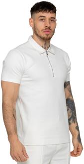 Enzo | Heren Polo Shirt met Rits - maat XL Wit