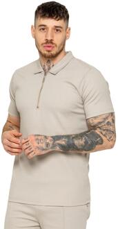 Enzo heren poloshirt met rits Beige - XL
