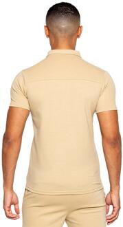 Enzo heren poloshirt met rits - maat M Steen