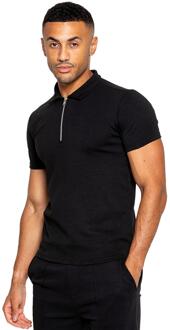 Enzo heren poloshirt met rits Zwart - 2XL