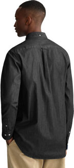 Enzo Heren Regular Fit Denim Overhemd - maat Zwart